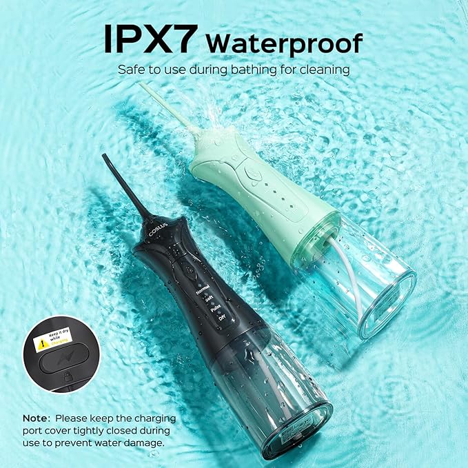 COSLUS 2-Pack Water Flosser for Teeth: Water Dental Pick Set with Refined Packaging for Couples Friends, 3 Modes & 8 DIY Levels for Sensitive Gums & Braces, Ideal for Family Sharing, Black & Green image 3
