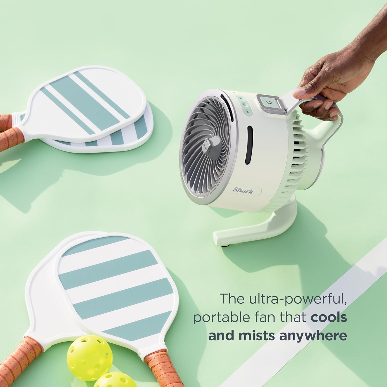 Shark FlexBreeze HydroGo Fan—Ultra-powerful portable fan with indoor + outdoor mist. Corded & cordless, long lasting battery, 5 speeds, evaporative misting, Grey, FA052 image 2