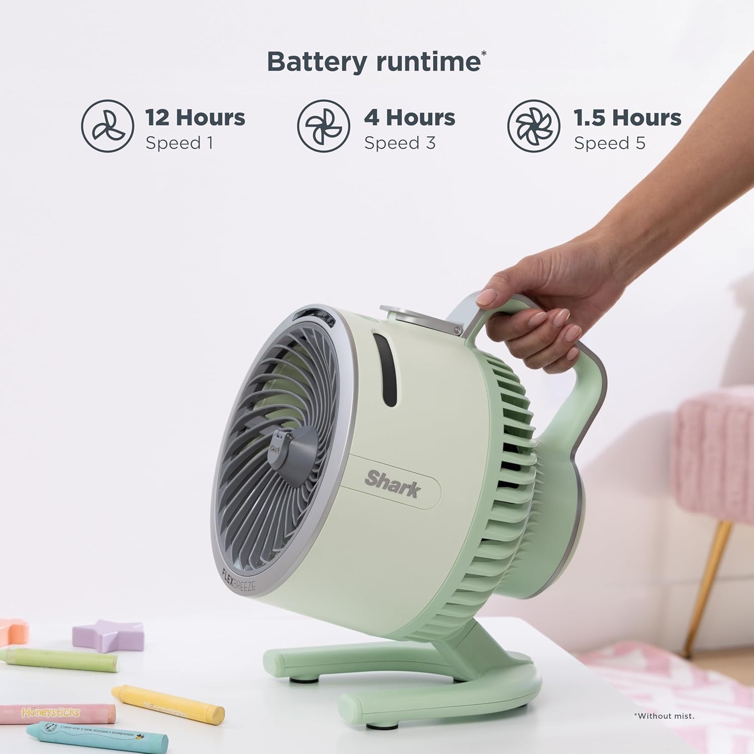 Shark FlexBreeze HydroGo Fan—Ultra-powerful portable fan with indoor + outdoor mist. Corded & cordless, long lasting battery, 5 speeds, evaporative misting, Grey, FA052 image 7