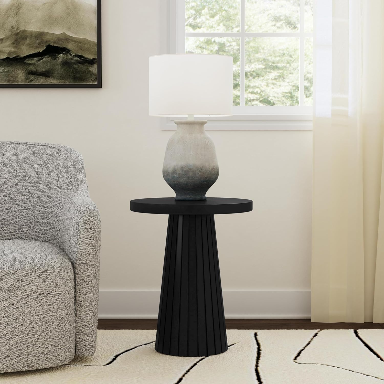 HomePop Black Mango Wood End/Side Round Table image 2