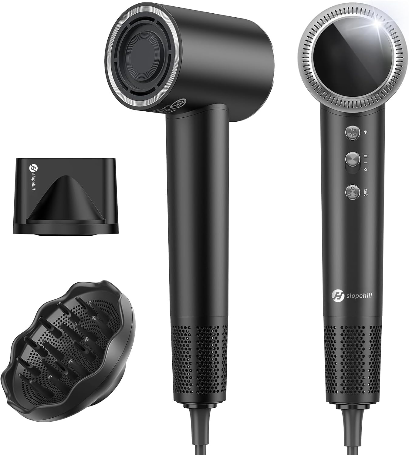 slopehill Hair Dryer - 110,000 RPM High-Velocity Fast Drying + Low Noise + Lightweight + Intelligent Temperature Control Hair Care for Home, Salon and Travel (Dark Black) image 1