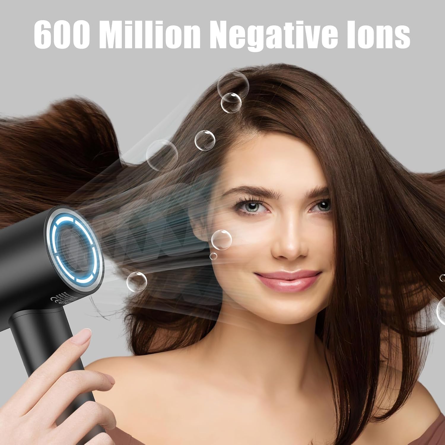 slopehill Hair Dryer - 110,000 RPM High-Velocity Fast Drying + Low Noise + Lightweight + Intelligent Temperature Control Hair Care for Home, Salon and Travel (Dark Black) image 4