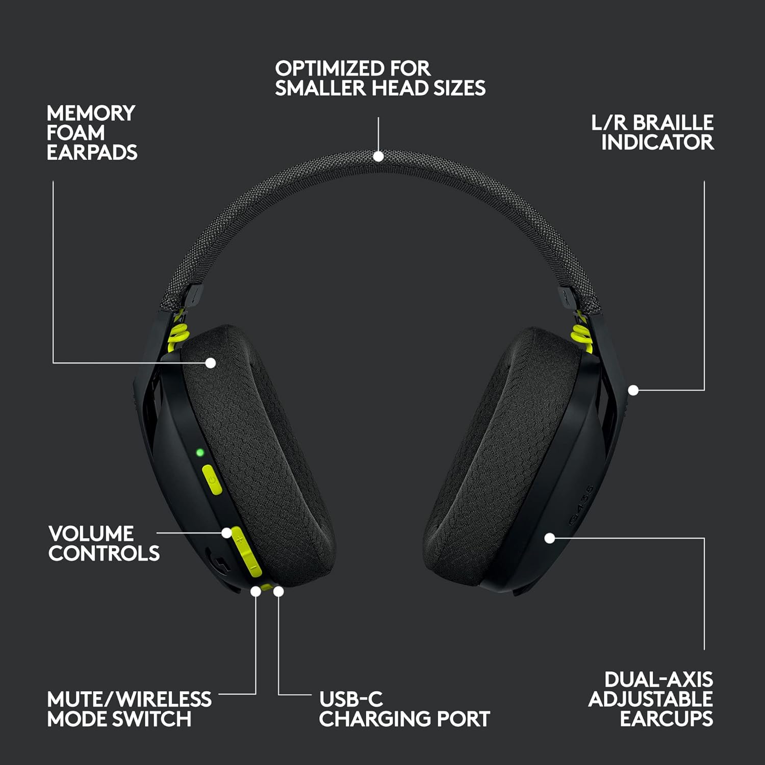 Logitech G435 LIGHTSPEED and Bluetooth Wireless Gaming Headset - Lightweight over-ear headphones, built-in mics, 18h battery, compatible with Dolby Atmos, PC, Mobile - Black image 8
