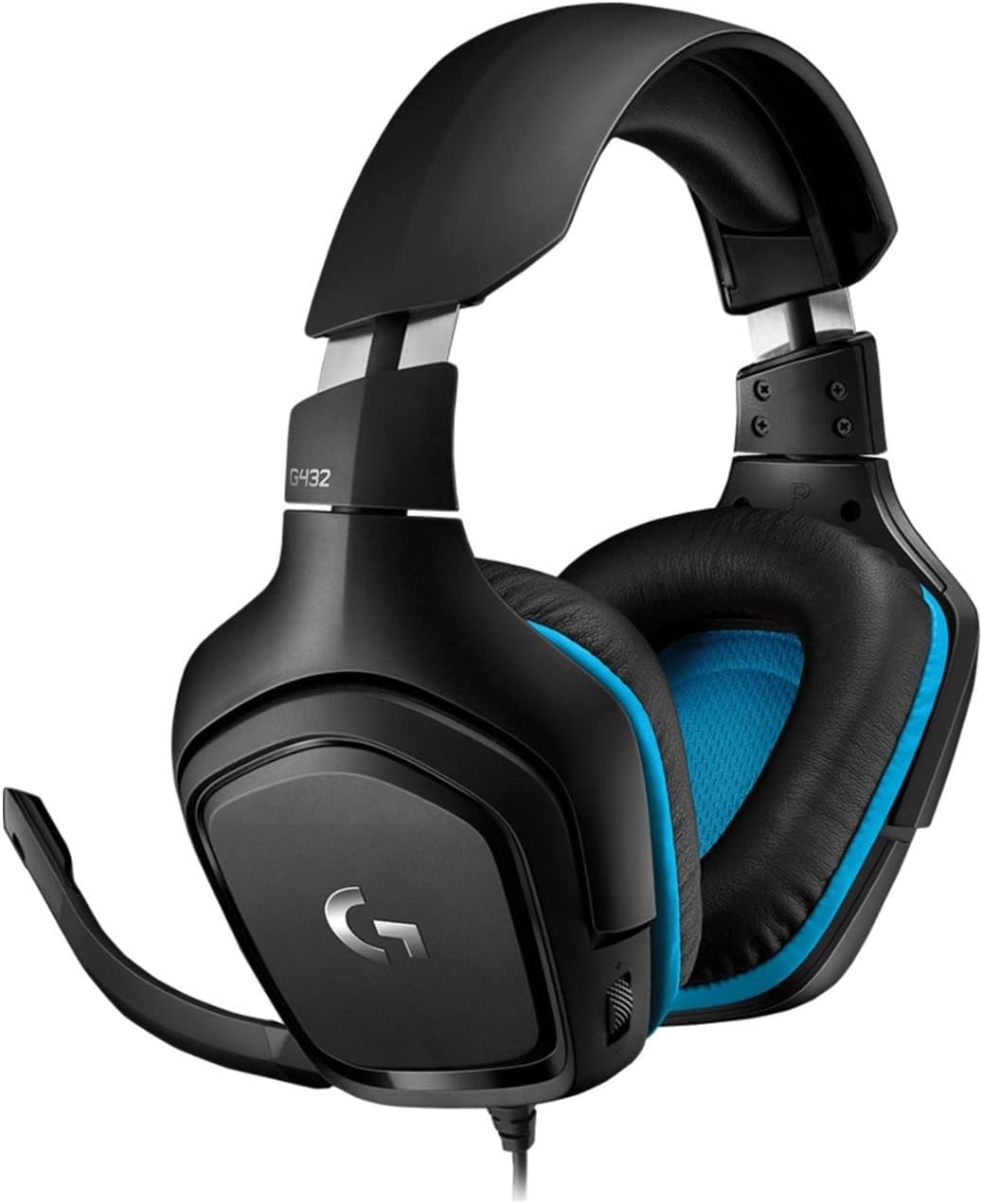 Logitech G432 Wired Gaming Headset, 7.1 Surround Sound, DTS Headphone:X 2.0, Flip-to-Mute Mic, PC (Leatherette) Black/Blue image 2