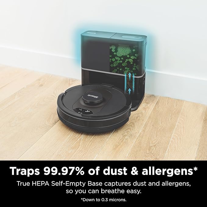 Shark AV2501S AI Ultra Robot Vacuum, with Matrix Clean, Home Mapping, 30-Day Capacity HEPA Bagless Self Empty Base, Perfect for Pet Hair, Wifi, Dark Grey image 4