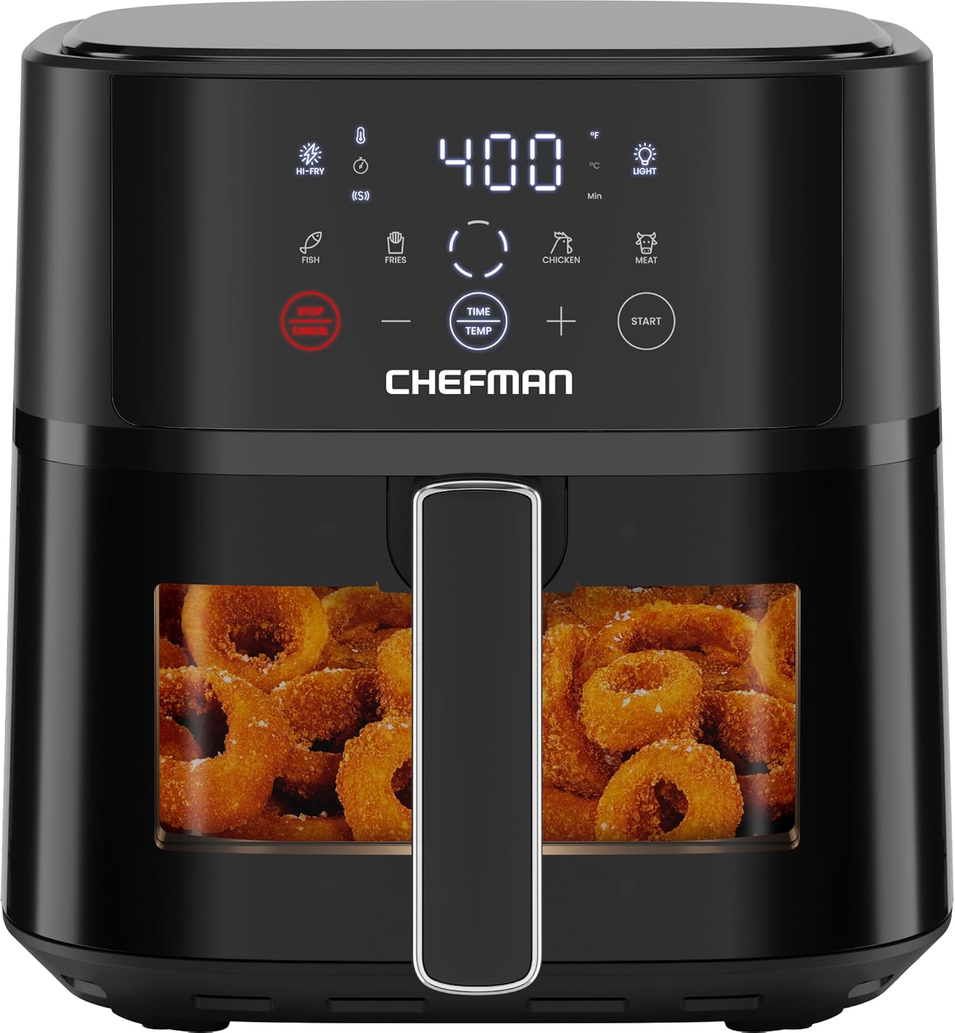 Chefman Air Fryer – 6 QT Compact Airfryer for Quick & Easy Meals, Features Hi-Fry Technology for Extra Crisp, Easy-View Window, Touch Controls with 4 Presets, Nonstick & Dishwasher Safe Basket - Black image 1