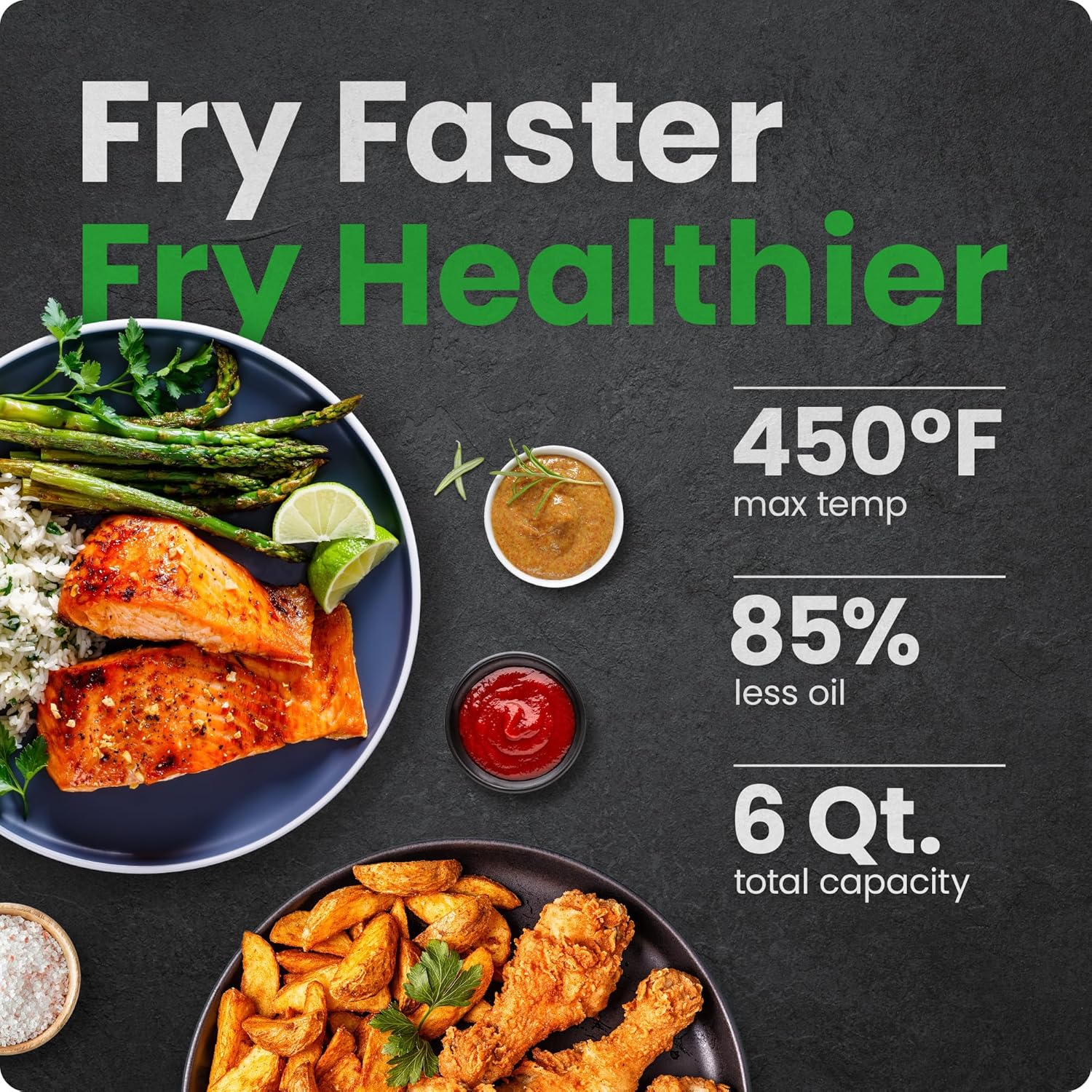 Chefman Air Fryer – 6 QT Compact Airfryer for Quick & Easy Meals, Features Hi-Fry Technology for Extra Crisp, Easy-View Window, Touch Controls with 4 Presets, Nonstick & Dishwasher Safe Basket - Black image 2