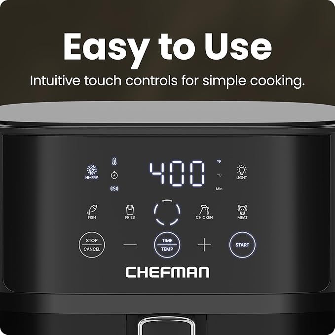Chefman Air Fryer – 6 QT Compact Airfryer for Quick & Easy Meals, Features Hi-Fry Technology for Extra Crisp, Easy-View Window, Touch Controls with 4 Presets, Nonstick & Dishwasher Safe Basket - Black image 4