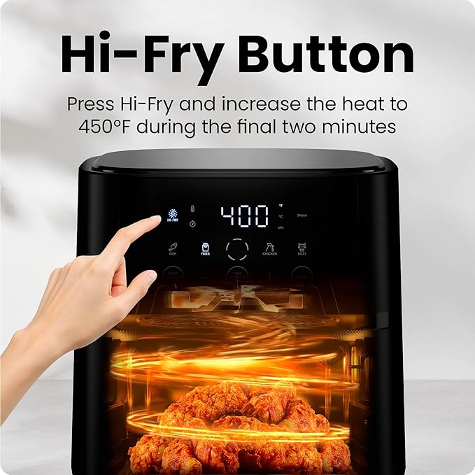 Chefman Air Fryer – 6 QT Compact Airfryer for Quick & Easy Meals, Features Hi-Fry Technology for Extra Crisp, Easy-View Window, Touch Controls with 4 Presets, Nonstick & Dishwasher Safe Basket - Black image 5