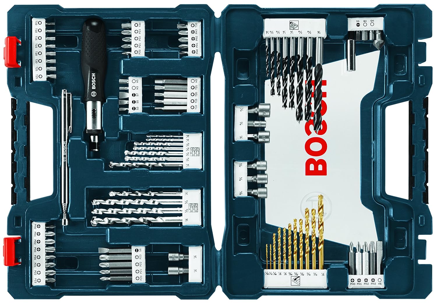 BOSCH MS4091 91-Piece Drilling and Driving Mixed Set with Included Case for Applications in Wood, Metal, Masonry image 1