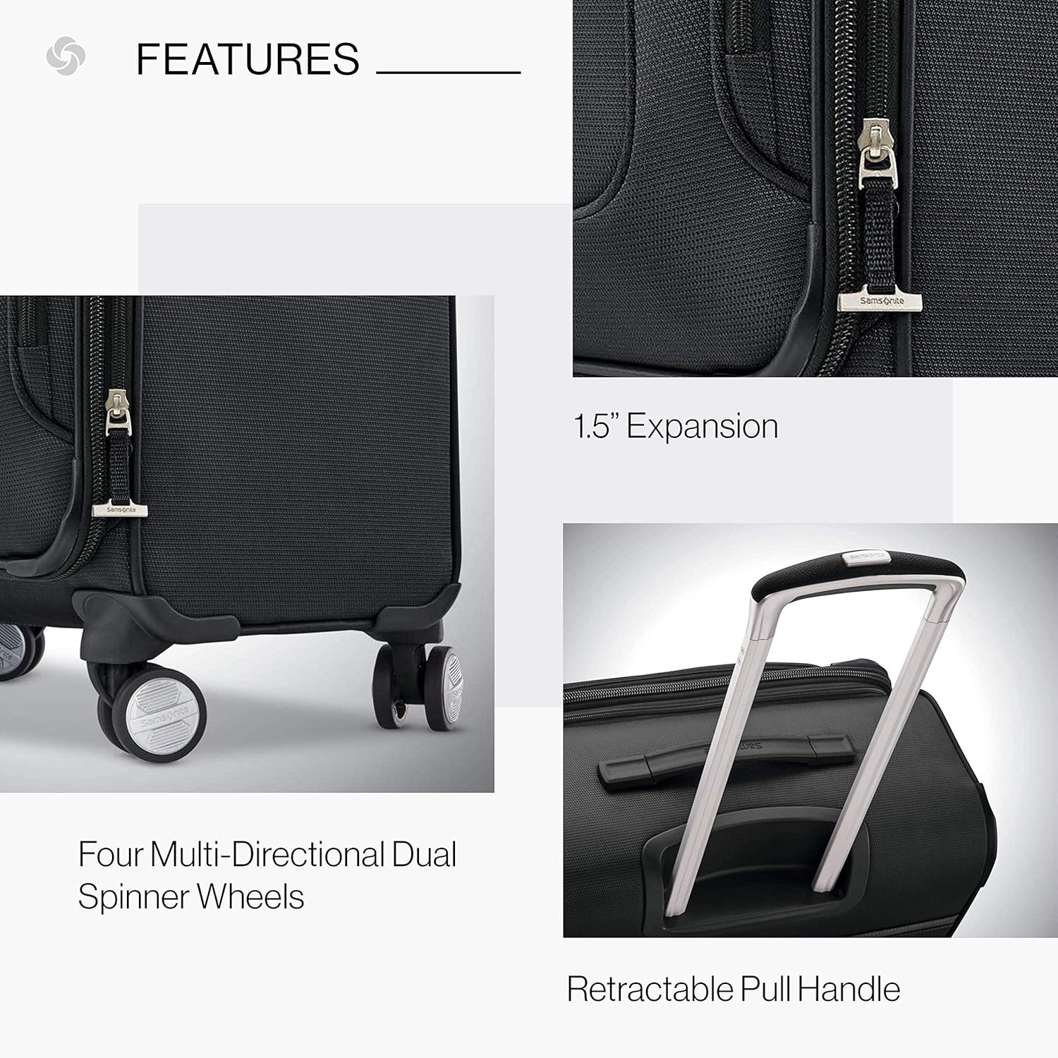 Samsonite Solyte DLX Softside Expandable Luggage with Spinner Wheels, Midnight Black, Carry-On 20-Inch image 6