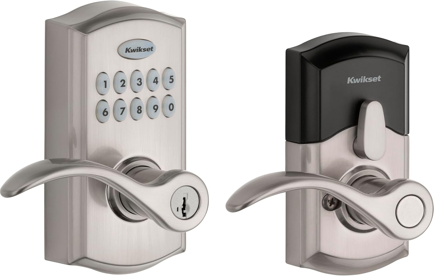 Kwikset SmartCode 955 Pembroke Light Commercial 10-Button Keypad Electronic Lever, Convenient Keyless Entry, 3-Year Batter Life and High Traffic Durability in Satin Nickel image 1