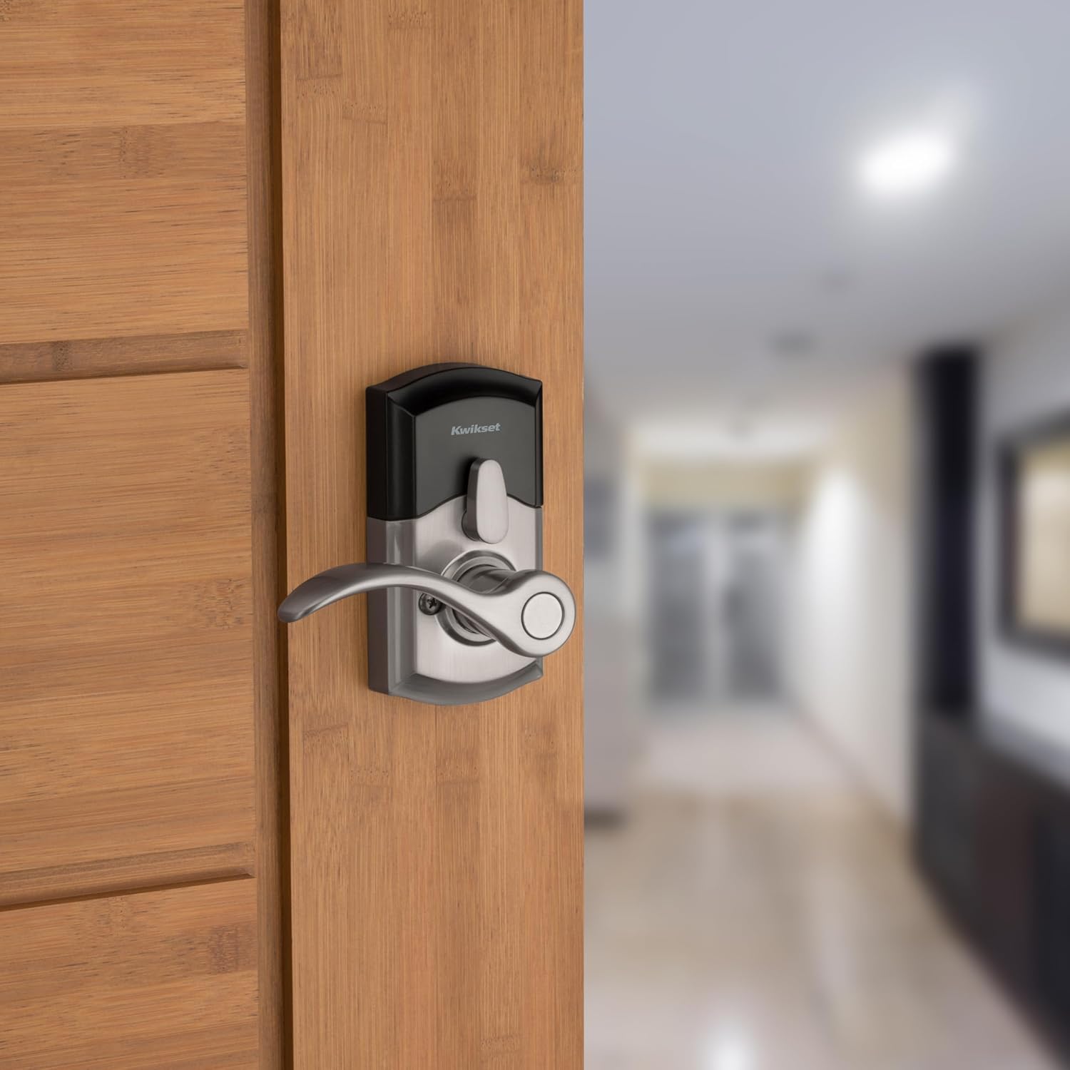Kwikset SmartCode 955 Pembroke Light Commercial 10-Button Keypad Electronic Lever, Convenient Keyless Entry, 3-Year Batter Life and High Traffic Durability in Satin Nickel image 3