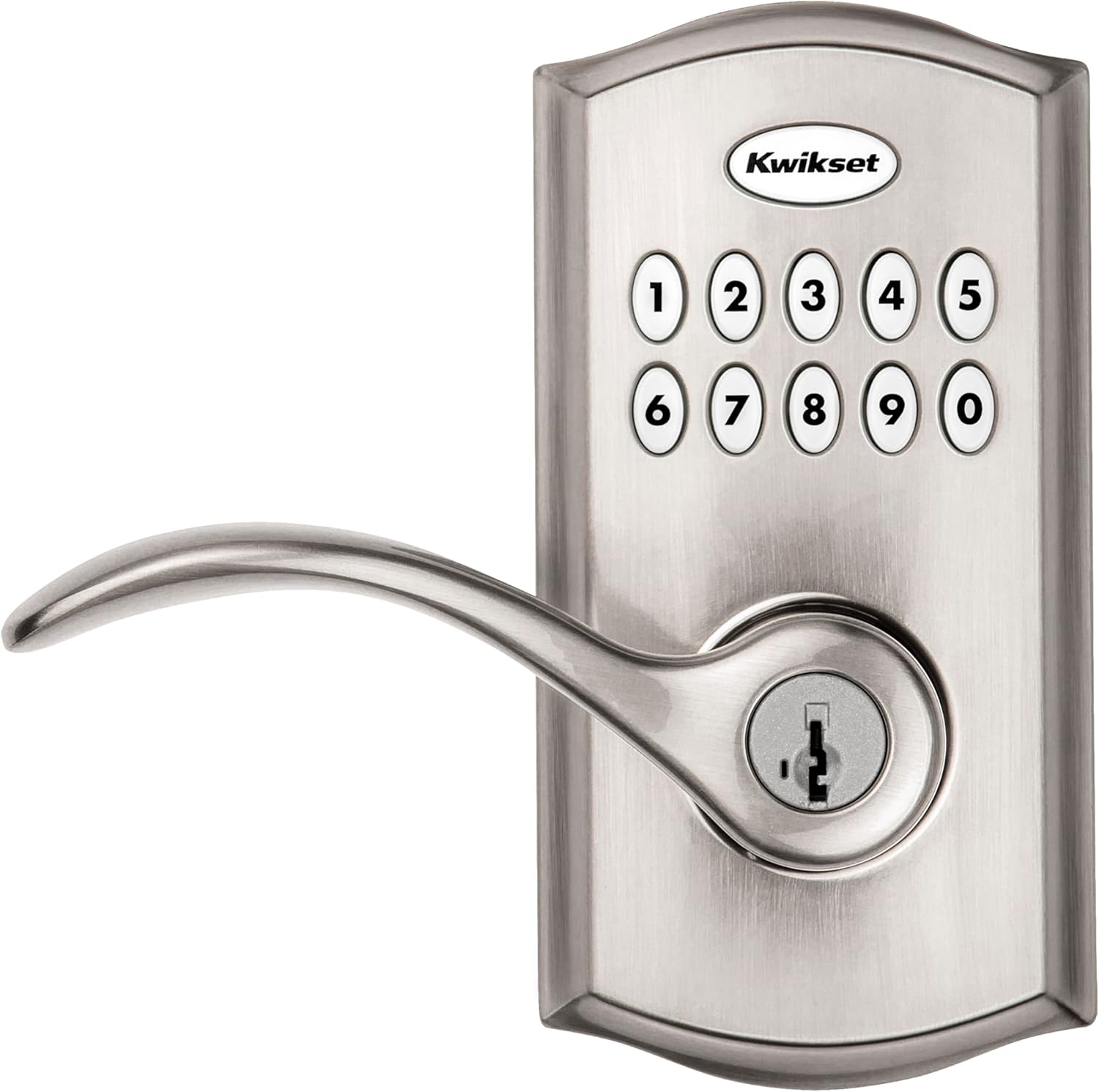 Kwikset SmartCode 955 Pembroke Light Commercial 10-Button Keypad Electronic Lever, Convenient Keyless Entry, 3-Year Batter Life and High Traffic Durability in Satin Nickel image 6