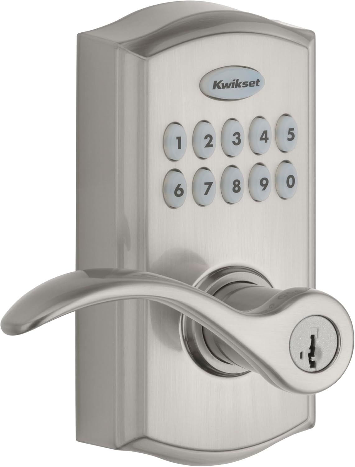 Kwikset SmartCode 955 Pembroke Light Commercial 10-Button Keypad Electronic Lever, Convenient Keyless Entry, 3-Year Batter Life and High Traffic Durability in Satin Nickel image 9