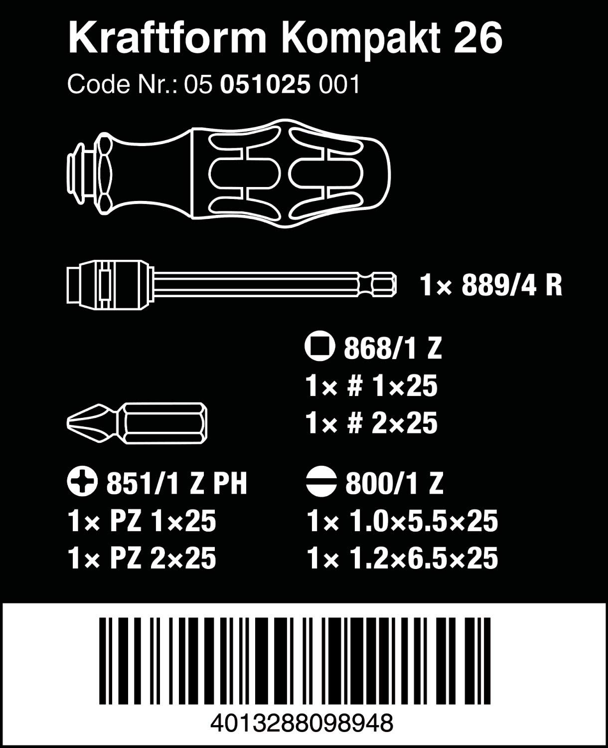 Wera - 5051025001 KK 26 7-In-1 Bitholding Screwdriver with Removable Bayonet Blade (SL/PH/SQ) Silver image 2