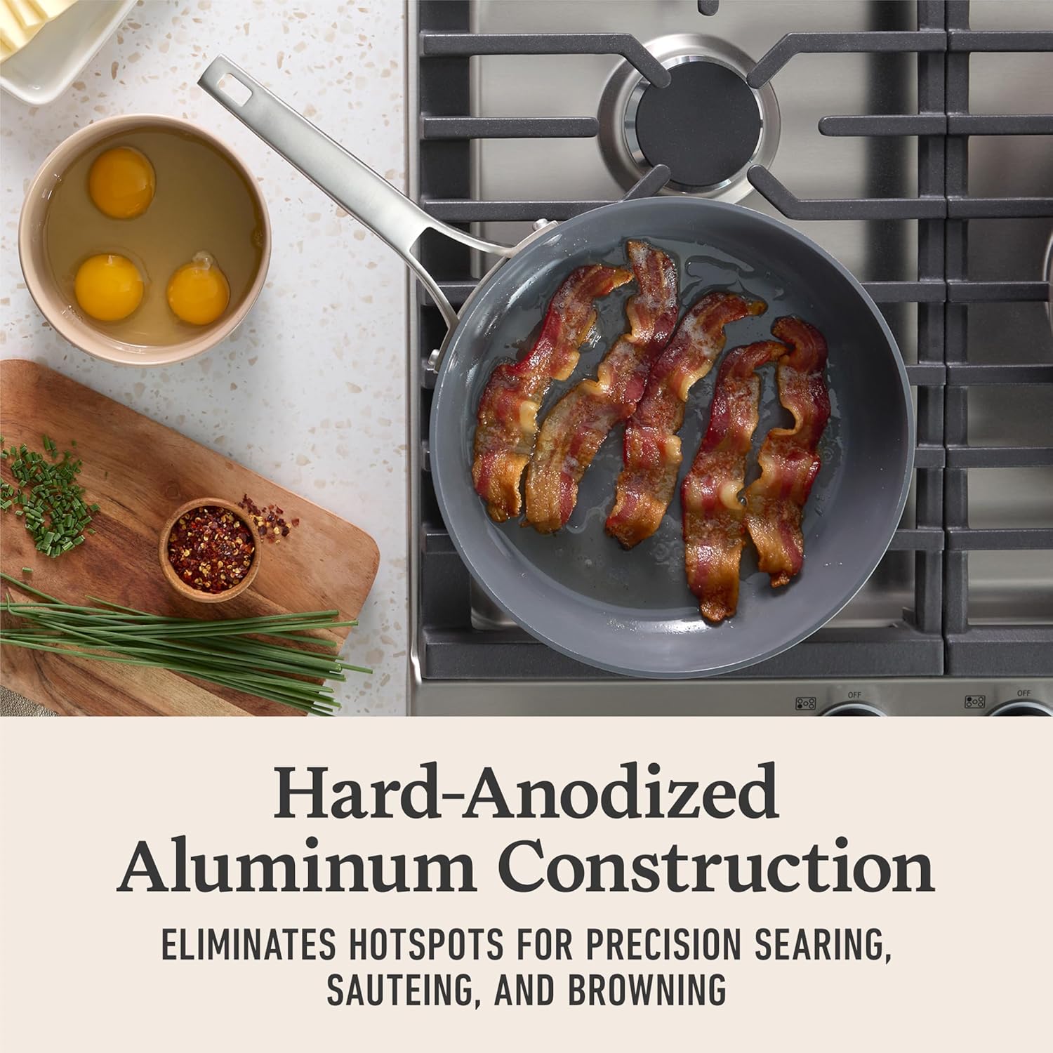 Calphalon® Premier Ceramic Nonstick 8" and 10" Frying Pan Set, Mushroom Grey image 3