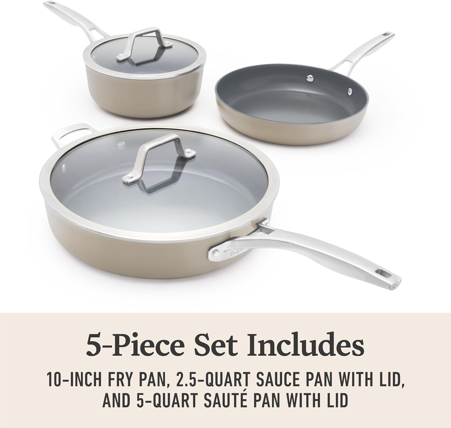 Calphalon® Premier Ceramic Nonstick 8" and 10" Frying Pan Set, Mushroom Grey image 6