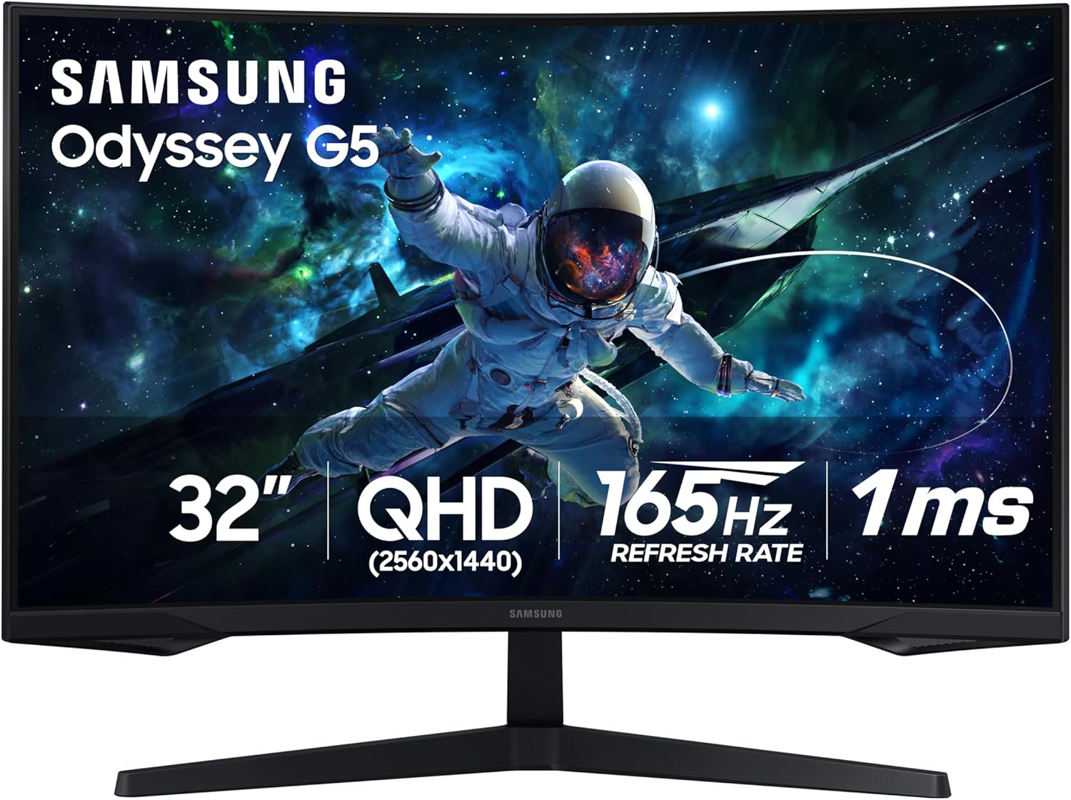 SAMSUNG 32" Odyssey G55C Series QHD 1000R Curved Gaming Monitor, 1ms(MPRT), HDR10, 165Hz, AMD Radeon FreeSync, Eye Care, Glare Free, Sharp Resolution LS32CG550ENXZA image 1