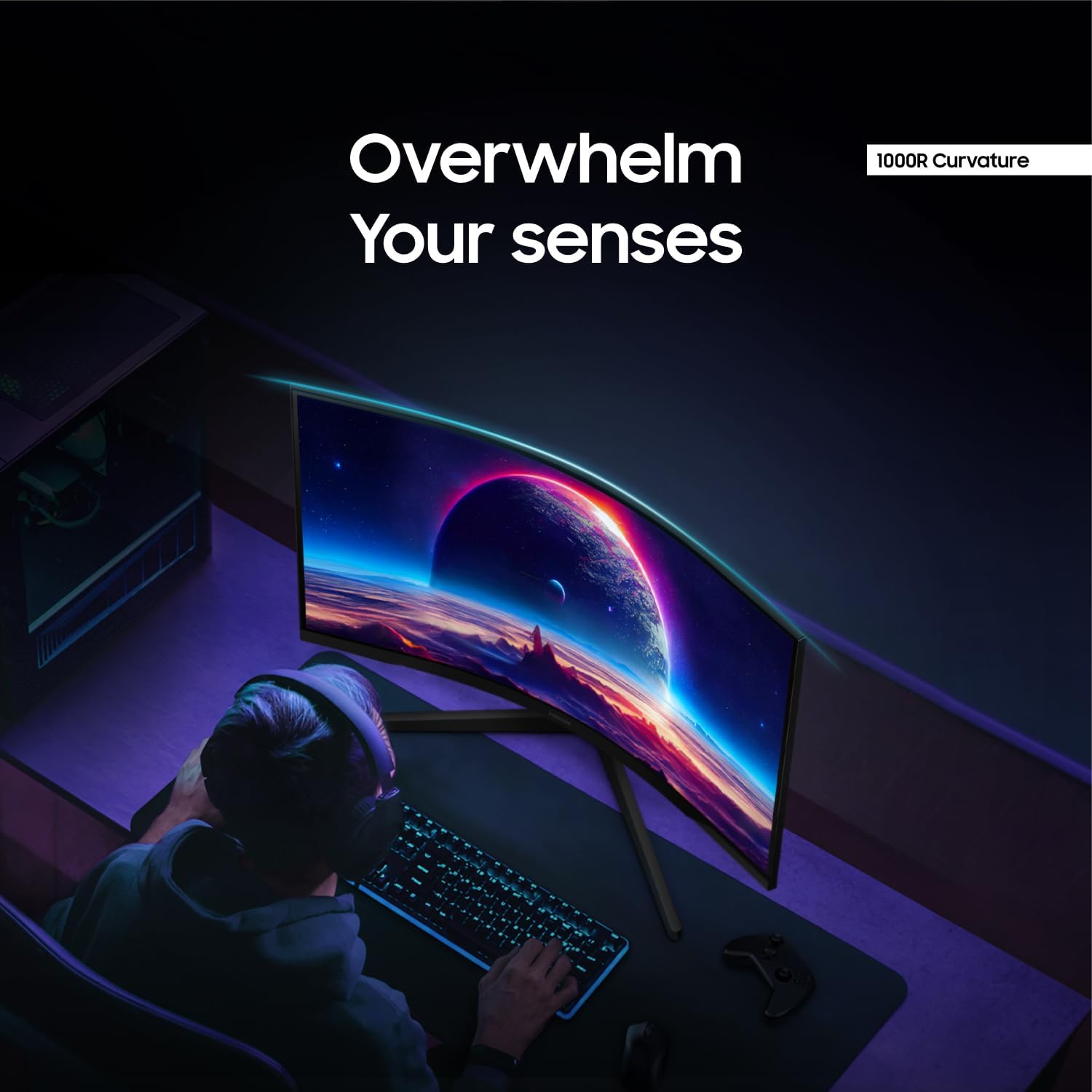 SAMSUNG 32" Odyssey G55C Series QHD 1000R Curved Gaming Monitor, 1ms(MPRT), HDR10, 165Hz, AMD Radeon FreeSync, Eye Care, Glare Free, Sharp Resolution LS32CG550ENXZA image 5