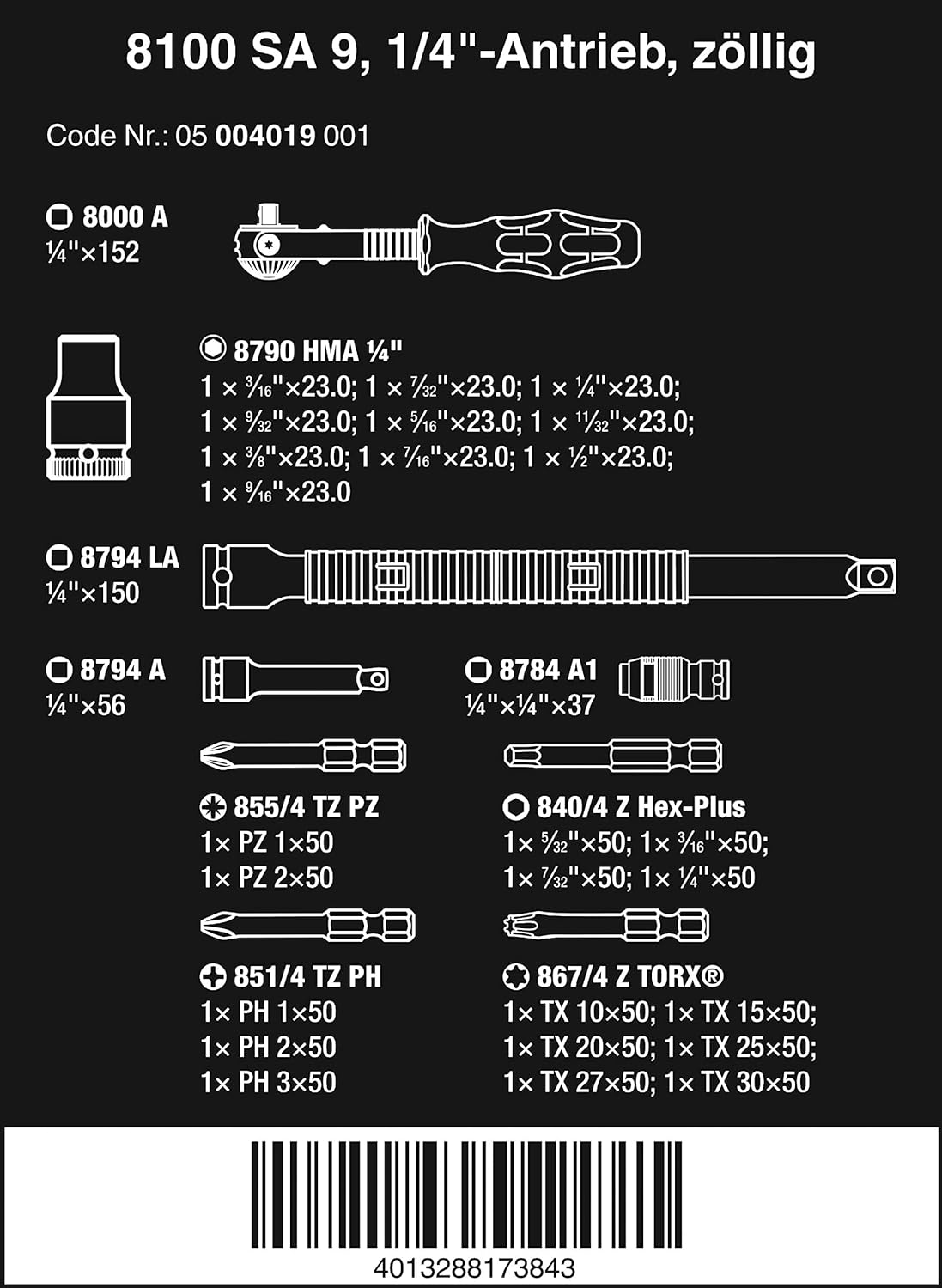 Ratchet Set, 28, 1/4 in, SAE image 2