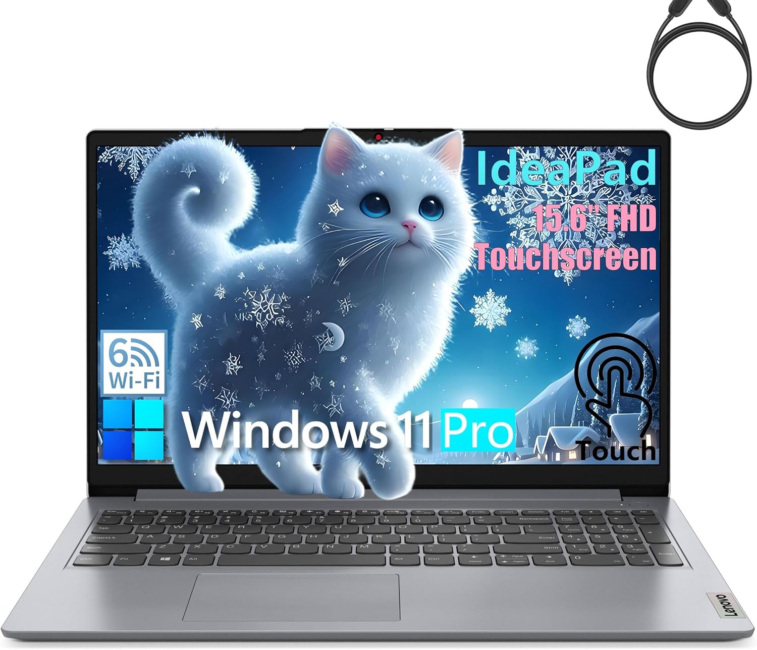 Lenovo Ideapad Touchscreen Laptop Computer for Home Business Student, 15.6" FHD, 40GB DDR4 RAM, 1TB PCIe SSD, Intel 6-Core CPU (Beat i5-1155G7), WiFi 6, HDMI, Windows 11 Pro S, BEF-ectoy Cable image 1