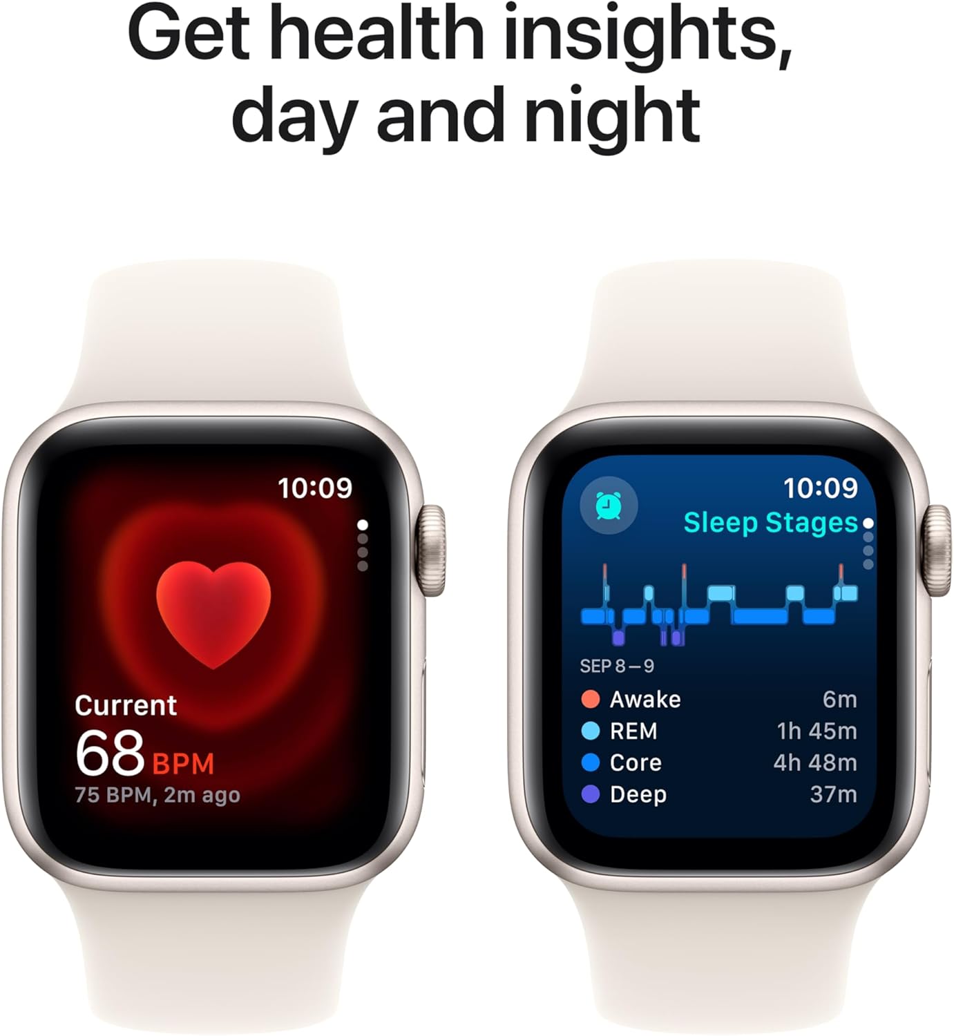 Apple Watch SE (2nd Gen) [GPS 40mm] Smartwatch with Starlight Aluminum Case with Starlight Sport Band S/M. Fitness and Sleep Trackers, Crash Detection, Heart Rate Monitor, Retina Display image 5