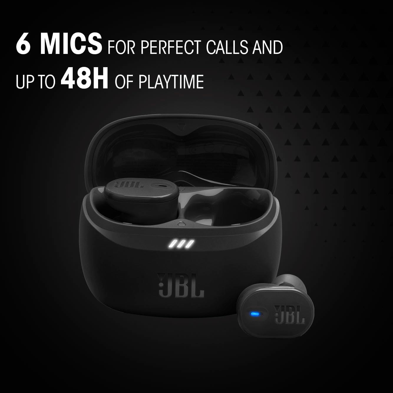 JBL Tune Buds 2 - True Wireless Noise Cancelling Earbuds Spatial Sound and Smart Ambient Technology, 6 mics for Perfect Calls, up to 48Hrs of Playback, IP54 Dust & Water Resistant (White) image 6