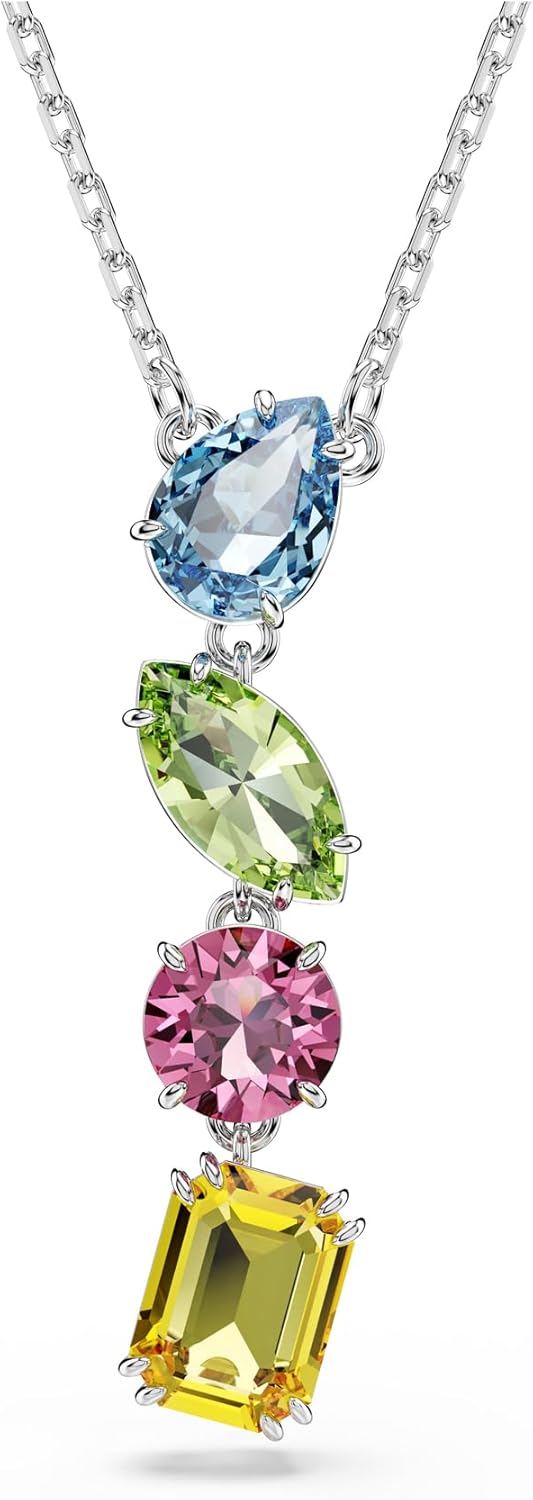 Swarovski Gema Y Pendant, Mixed Cuts, Multicolored, Rhodium Finished image 1