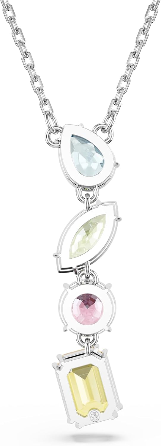 Swarovski Gema Y Pendant, Mixed Cuts, Multicolored, Rhodium Finished image 4