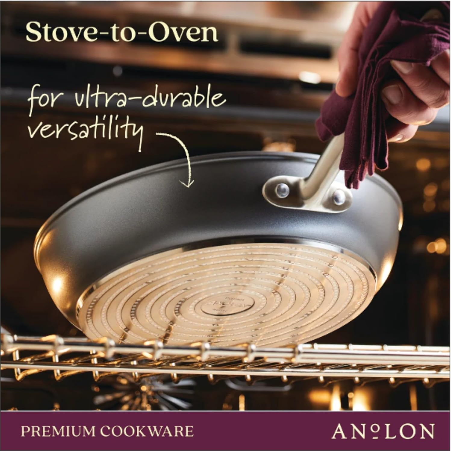 Anolon Accolade Forged Hard Anodized Nonstick Frying Pans/Skillet Set, 10 Inch and 12 Inch - Moonstone Gray image 7