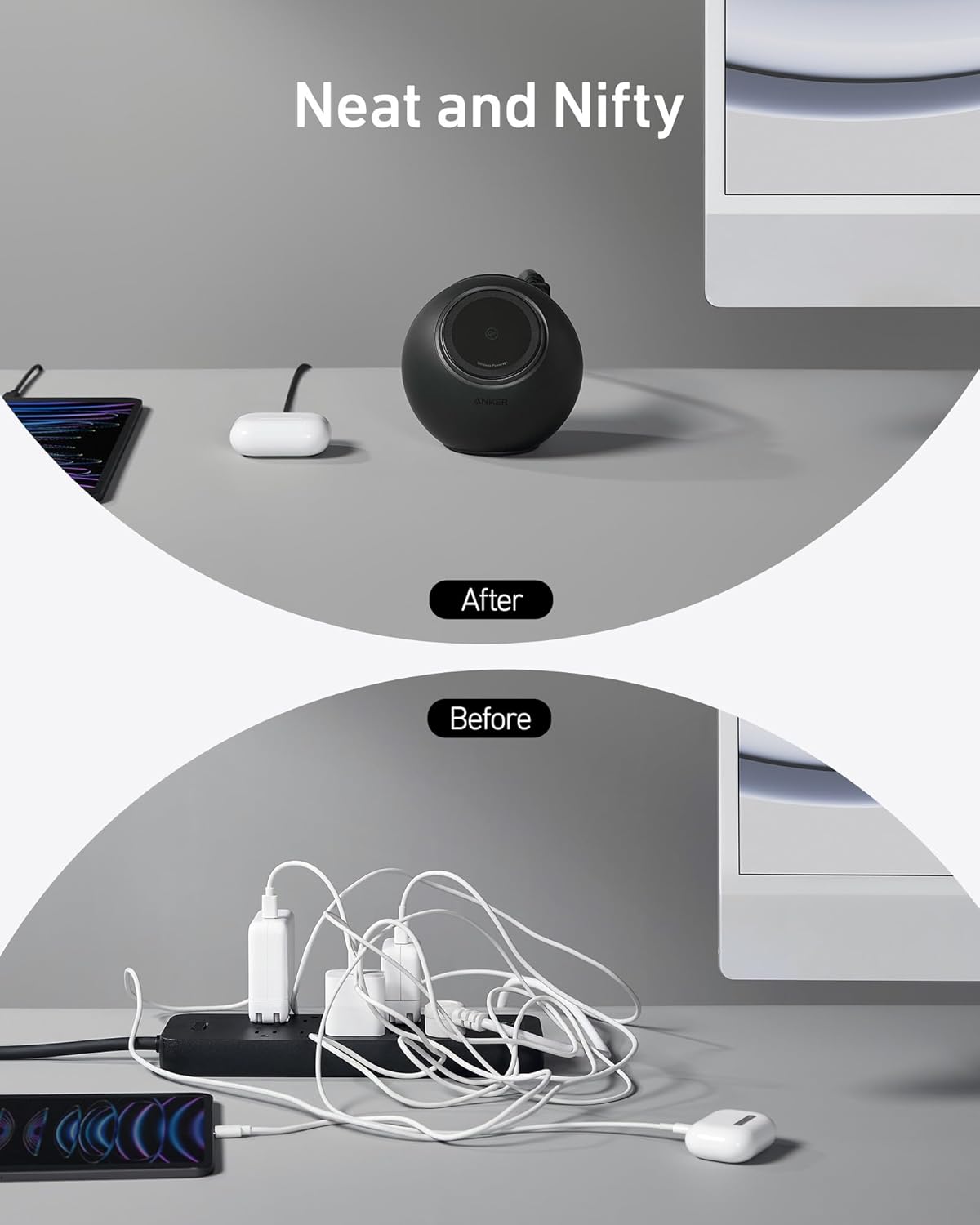 Anker MagGo Magnetic Charging Station, Qi2 Certified 15W Ultra-Fast MagSafe Wireless Charger for iPhone 15/14/13, 8-in-1 Power Strip with 3 AC and 4 USB Desktop Charger for MacBook and More image 3