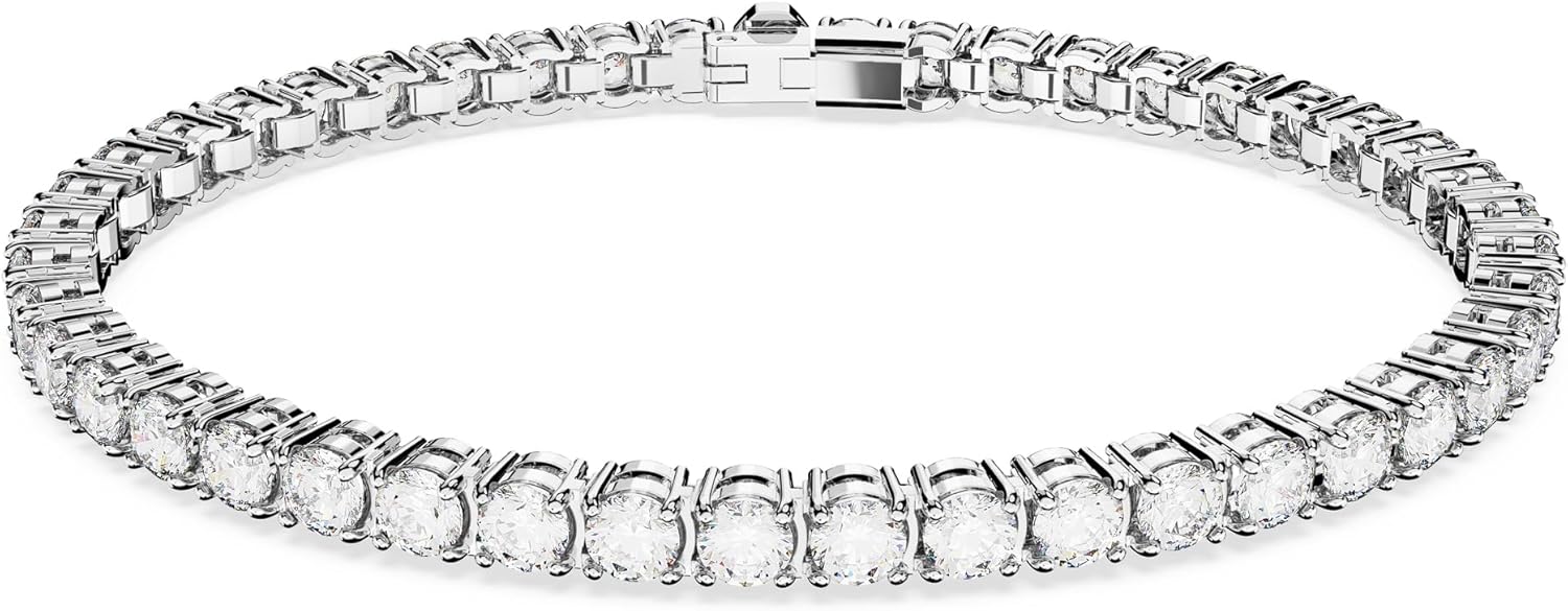 Swarovski Matrix Tennis Bracelet, Round Cut Crystals, Pink, Blue, Black, Clear, Rhodium, Gold-Tone and Rose Gold-Tone Finishes image 1