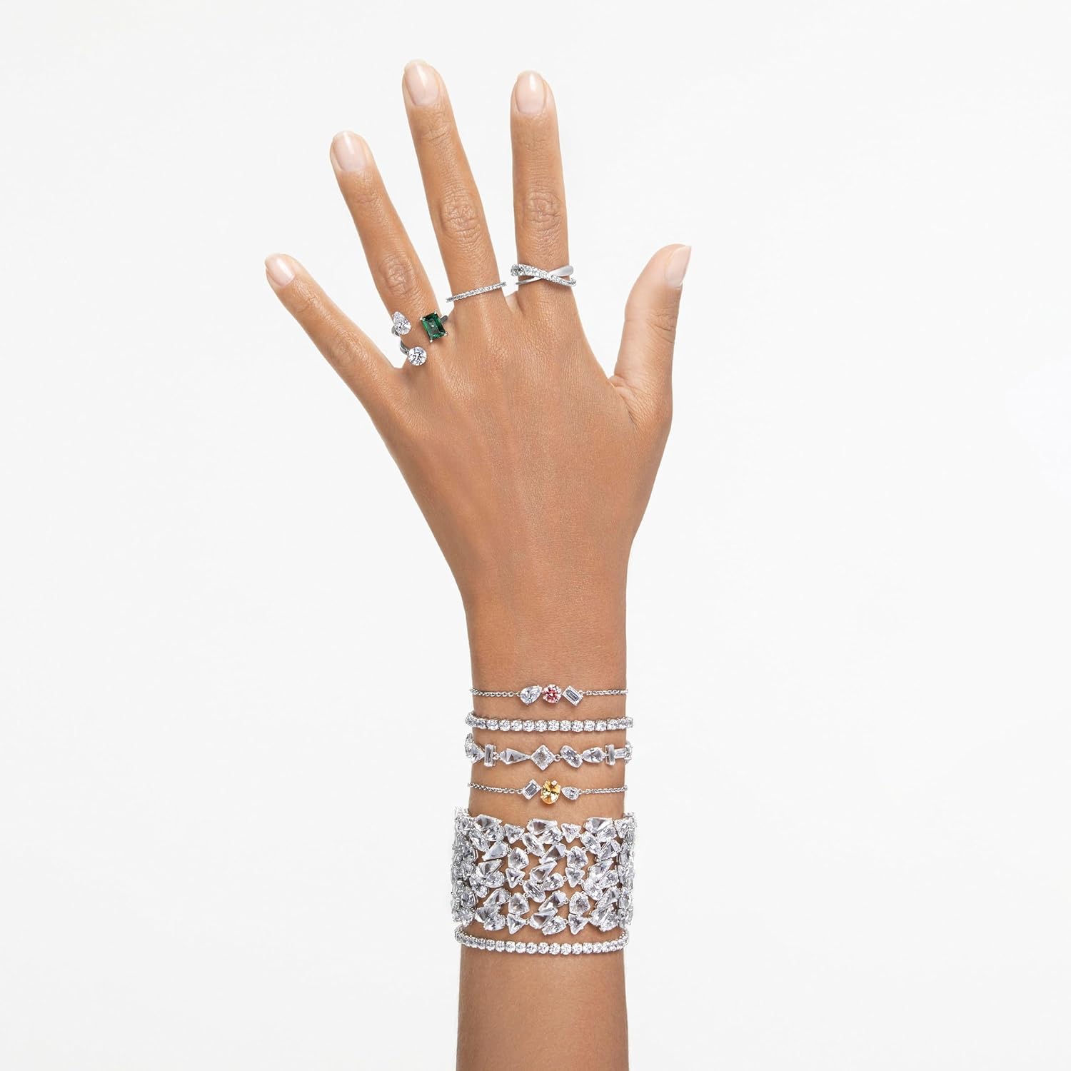 Swarovski Matrix Tennis Bracelet, Round Cut Crystals, Pink, Blue, Black, Clear, Rhodium, Gold-Tone and Rose Gold-Tone Finishes image 8