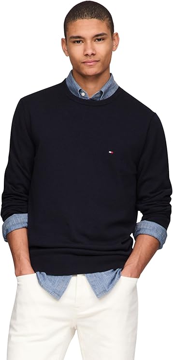 Tommy Hilfiger Mens Cotton Solid Crewneck Sweater Lightweight Pullover, Also Available in Big & Tall image 1