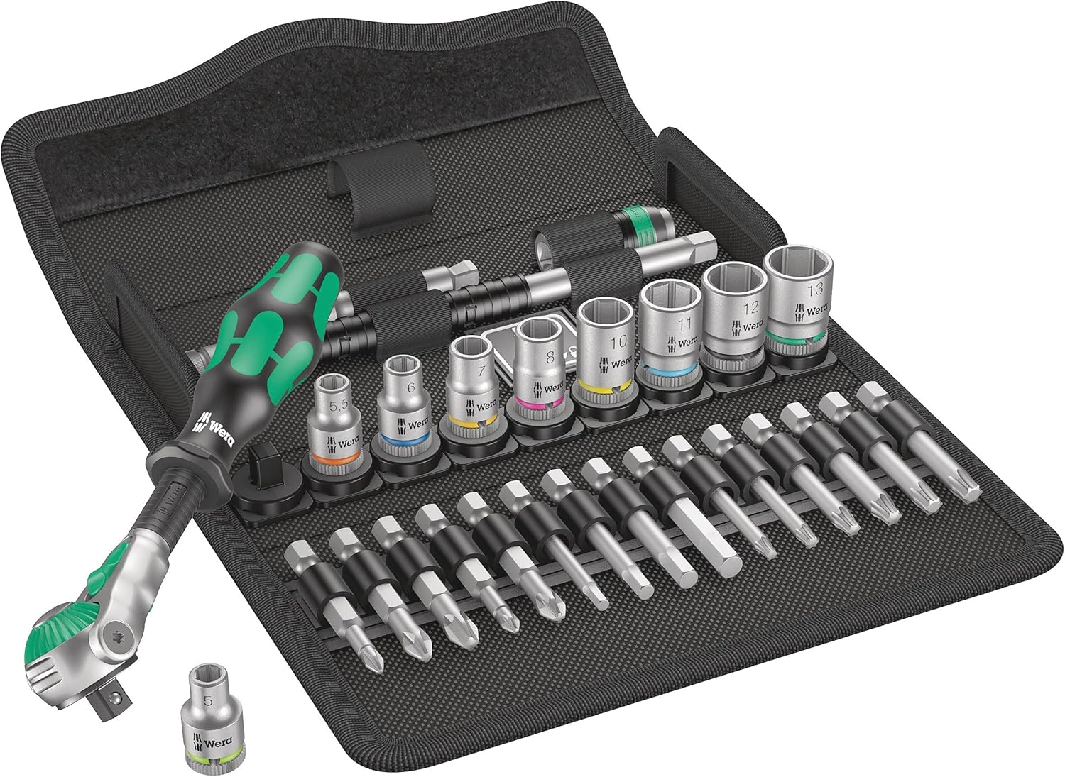 Wera 05004016001 8100 SA 6 Zyklop Metric Speed Ratchet Set, 28 Piece, 1/4" Drive image 1