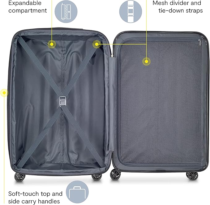 DELSEY PARIS Helium Aero Hardside Expandable Luggage with Spinner Wheels, Titanium, Checked-Large 28 Inch image 3