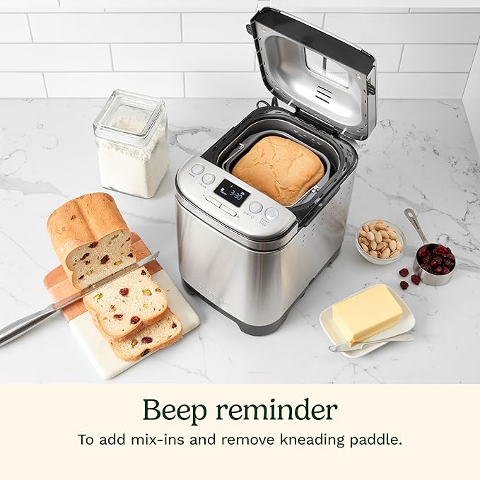 Cuisinart Bread Maker Machine, Stainless Steel Automatic Bread Machine with 12 Menu Options, 3 Loaf Sizes up to 2 Lb., 3 Crust Colors, Removable Nonstick Baking Pan & Kneading Paddle, CBK-110NAS image 5