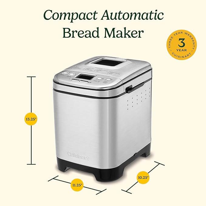 Cuisinart Bread Maker Machine, Stainless Steel Automatic Bread Machine with 12 Menu Options, 3 Loaf Sizes up to 2 Lb., 3 Crust Colors, Removable Nonstick Baking Pan & Kneading Paddle, CBK-110NAS image 6