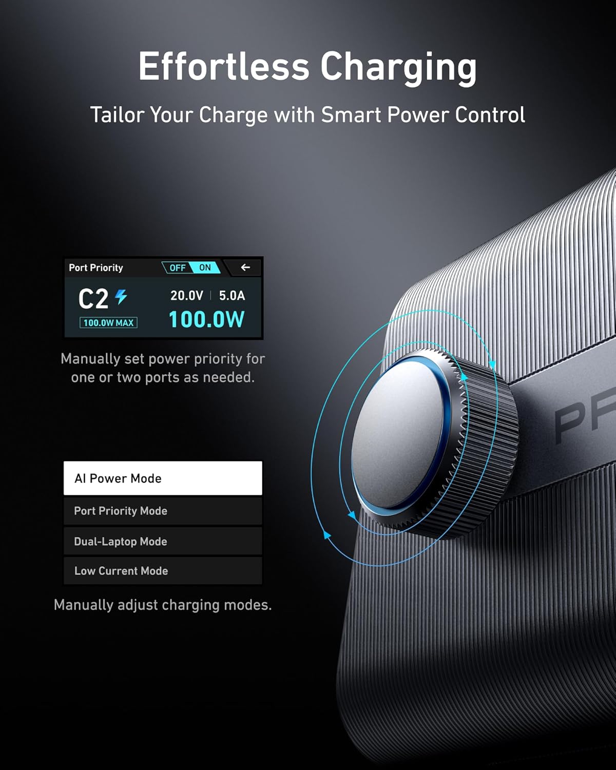 Anker Prime Charger, 250W GaN Prime USB C Charging Station, Ultra-Fast 6-Port, 2.26" LCD Display and Smart Control Dial, Compatible with MacBook Pro/Air, iPhone 16/15/14, Galaxy, and More (Silver) image 5