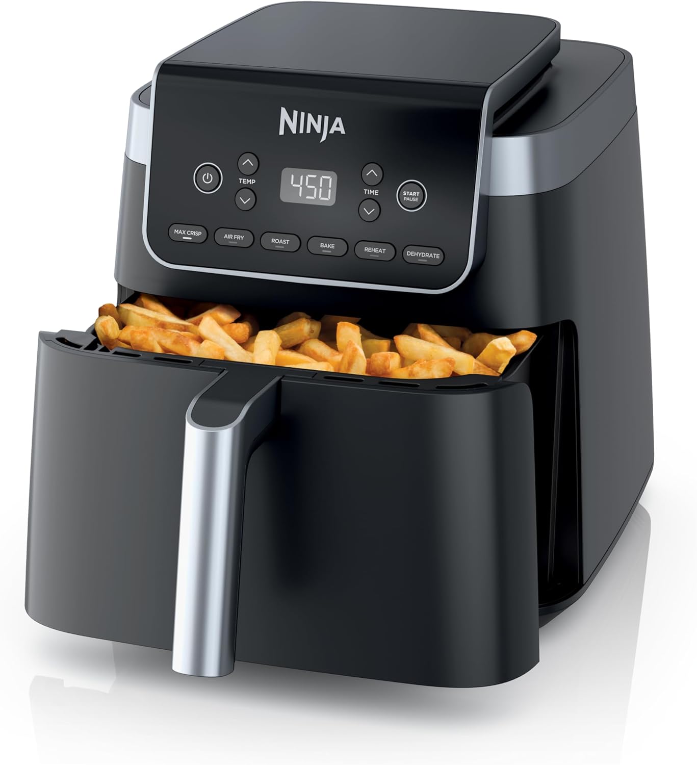 Ninja | Air Fryer | 6.5 QT Pro XL Capacity fits 9lbs of Wings | 6-in-1 Max Crisp, Air Fry, Roast, Bake, Reheat & Dehydrate | Nonstick Basket, Crisper Plate & Recipe Guide | Grey | AF181 image 1
