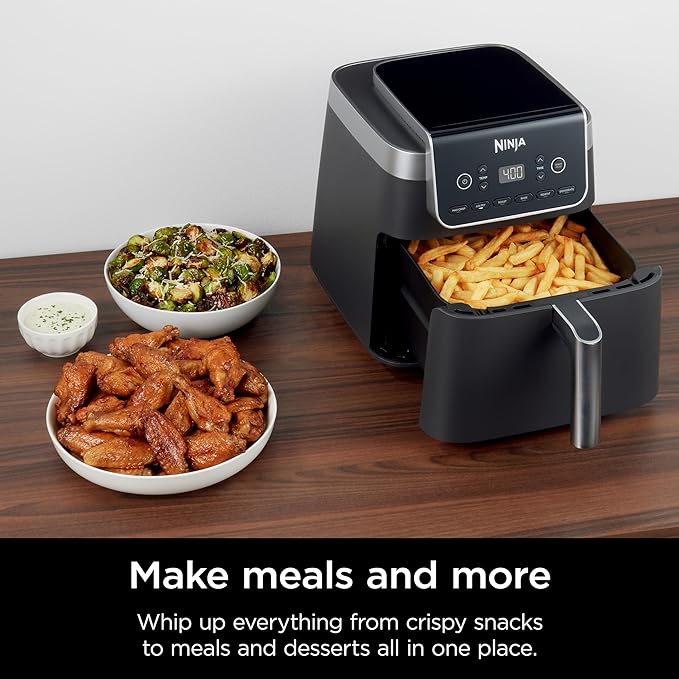 Ninja | Air Fryer | 6.5 QT Pro XL Capacity fits 9lbs of Wings | 6-in-1 Max Crisp, Air Fry, Roast, Bake, Reheat & Dehydrate | Nonstick Basket, Crisper Plate & Recipe Guide | Grey | AF181 image 5