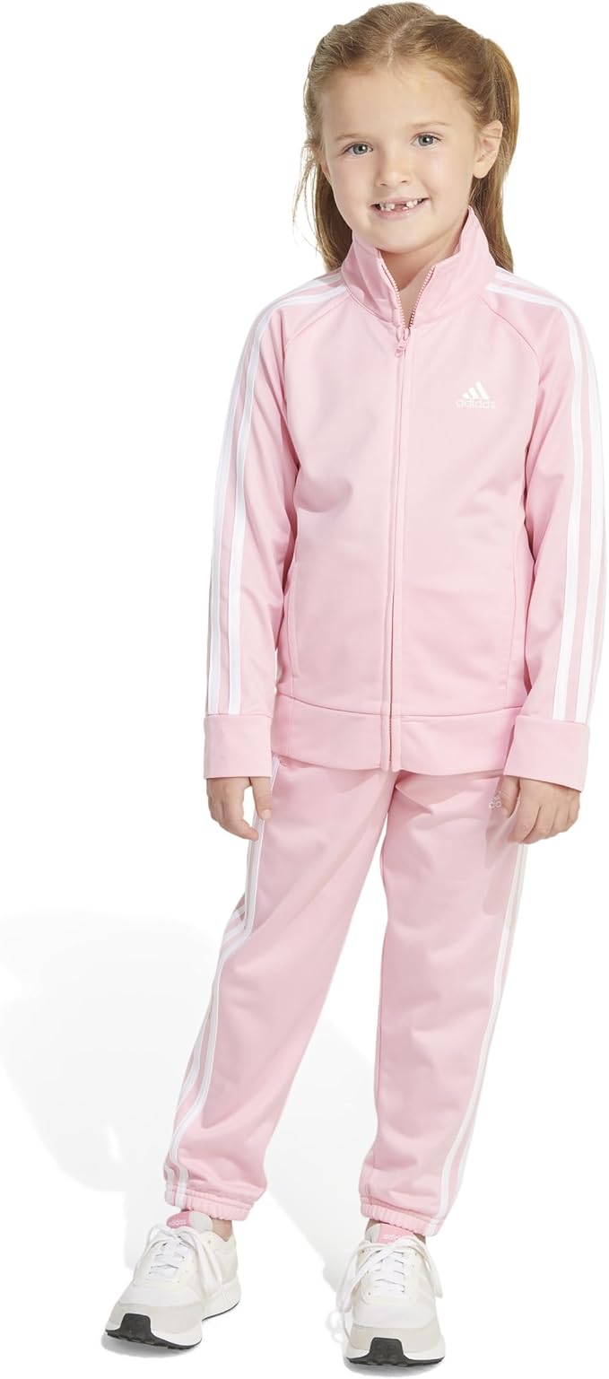 Adidas Little Girl's Zip Front Classic Tricot Jacket and Joggers Set image 3