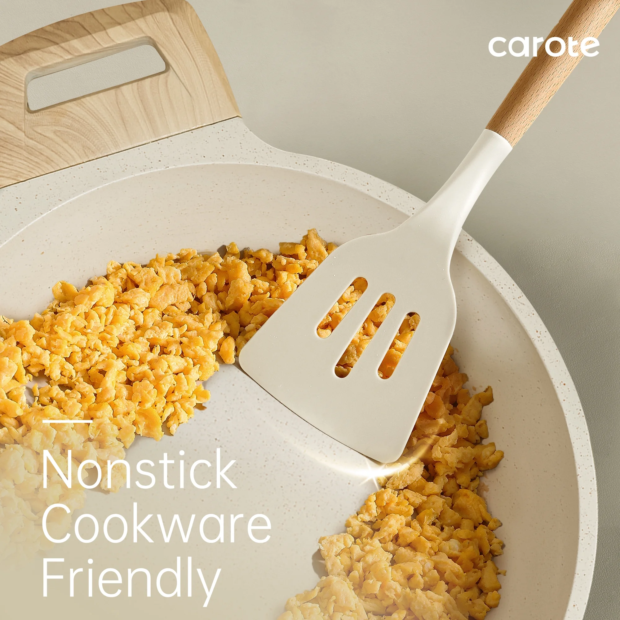 Carote 10 Pcs Silicone Cooking Utensils Set for Kitchen with Wooden Handle image 4