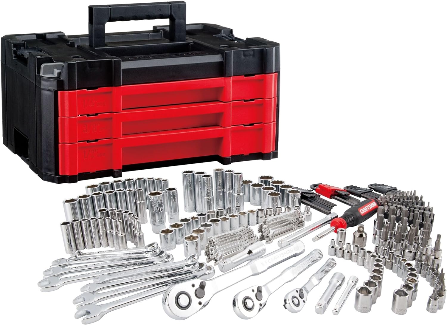 Craftsman 262-Piece Mechanic Tool Set with 3-Drawer VERSASTACK Box, SAE and Metric Socket Set, Car and Motorcycle Tool Kit with Combination Wrenches and Spark Plug Sockets (CMMT45309) image 1