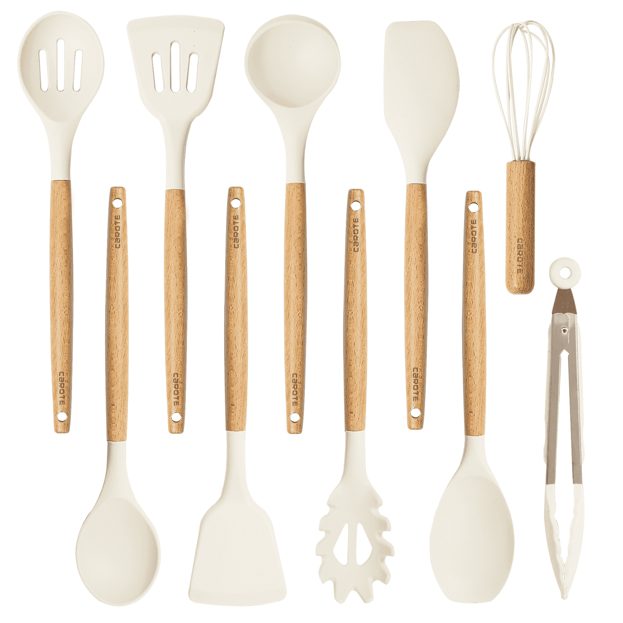Carote 10 Pcs Silicone Cooking Utensils Set for Kitchen with Wooden Handle image 6