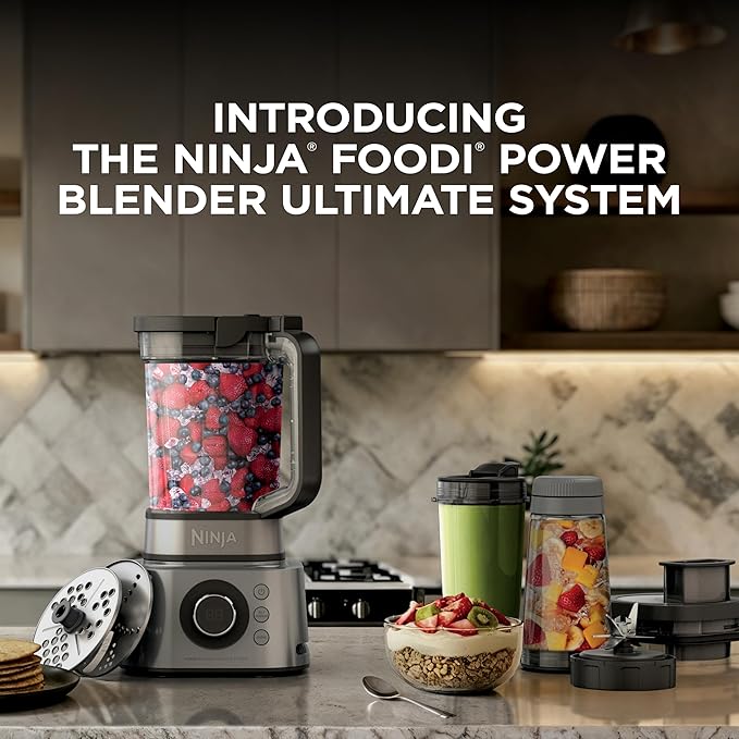 Ninja Blender & Food Processor Combo, Foodi Power Blender System for Smoothies, Bowls, Spreads & Shakes, 6 Functions, 72-oz Pitcher, To-Go Cups, Silver, SS401 image 2
