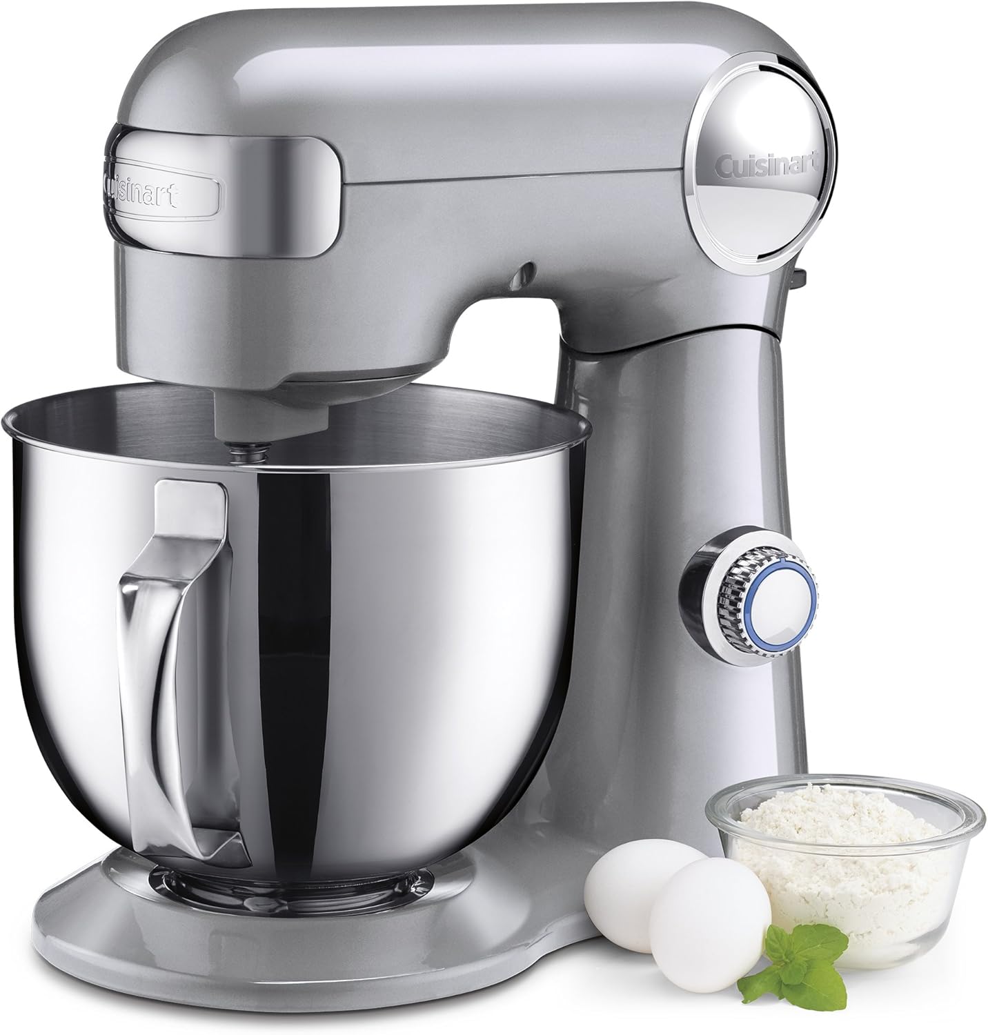 Cuisinart Stand Mixer, 12 Speeds, 5.5-Quart Mixing Bowl, Chef's Whisk, Flat Mixing Paddle, Dough Hook, and Splash Guard with Pour Spout, Silver Lining, SM-50BC, Silver Lining image 1