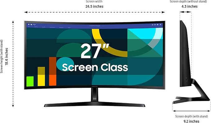 Samsung 27" Essential S3 (S36GD) Series FHD 1800R Curved Computer Monitor, 100Hz, Game Mode, Advanced Eye Comfort, HDMI and D-sub Ports, LS27D366GANXZA, 2024 image 3