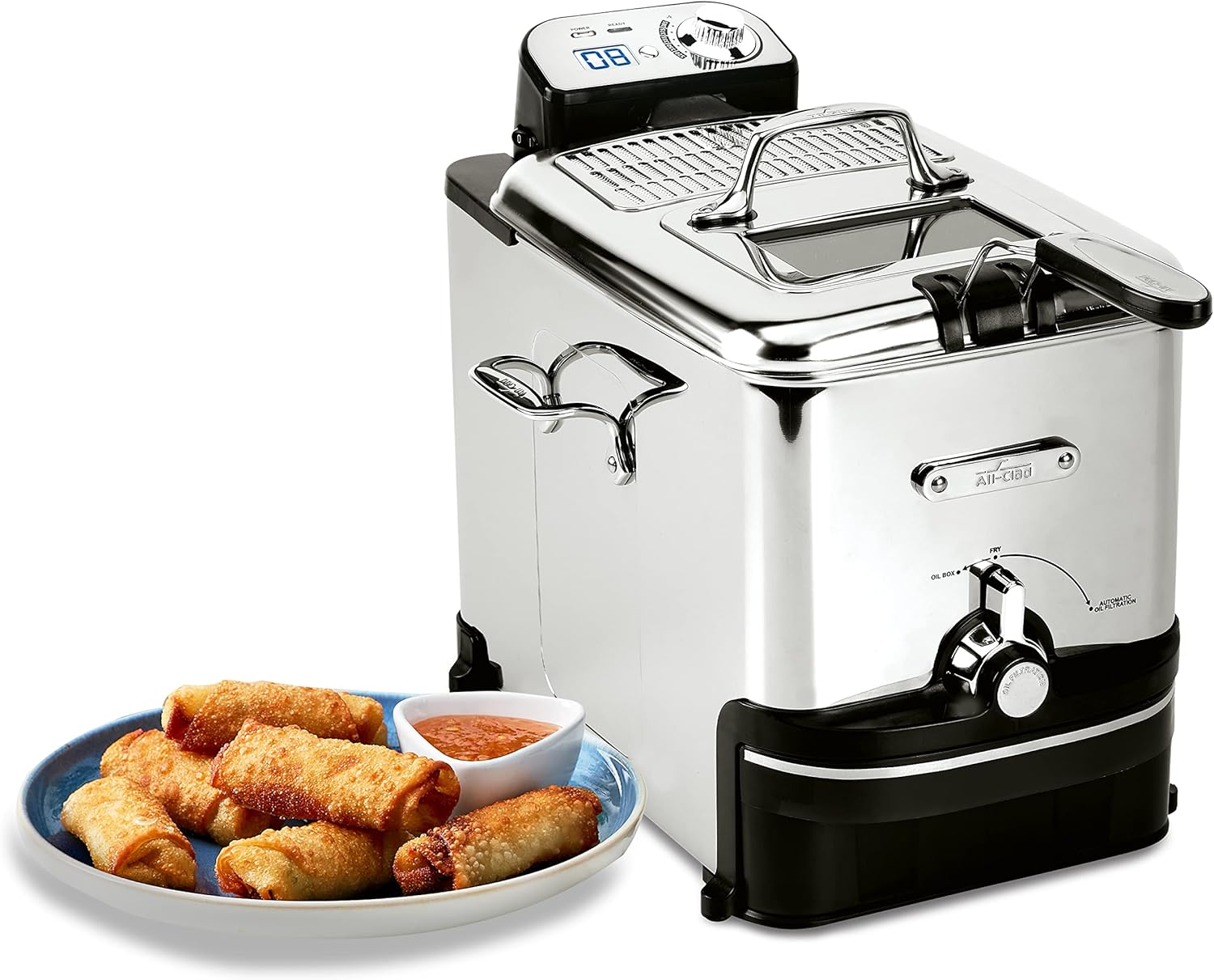 All-Clad Electric Deep Fryer with Basket and Lid, Stainless Steel Deep Fryer for Home Use, 1700W, Dishwasher Safe image 1